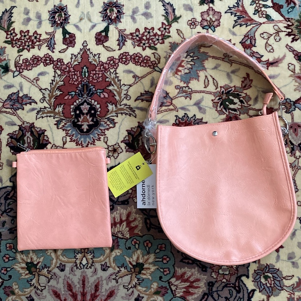 Ahdorned Purse and shopping purse insert shoulder bag NWT Italian peach